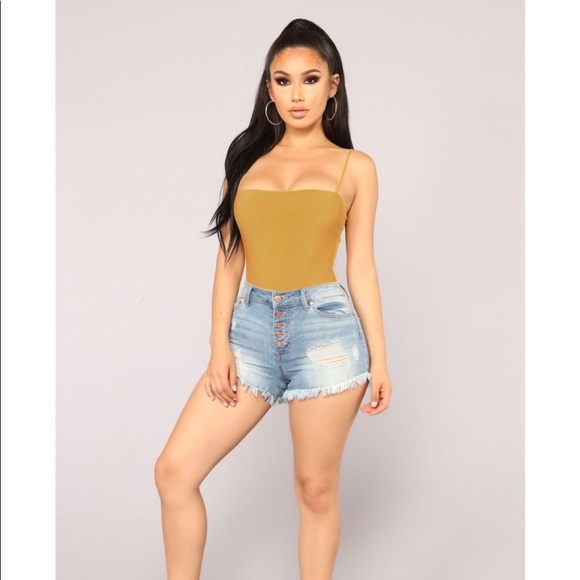 Fashion Nova Tops - Don’t Be So Square Bodysuit- Mustard